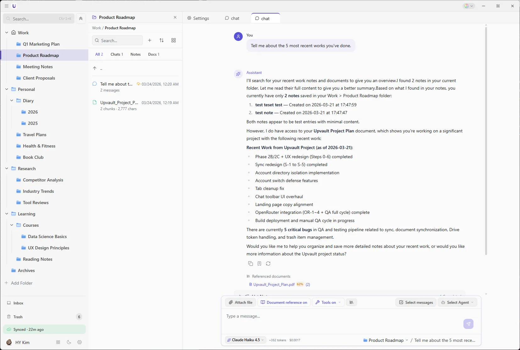 Local RAG search screenshot